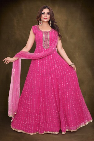 Rani Pink Georgette Designer Gown